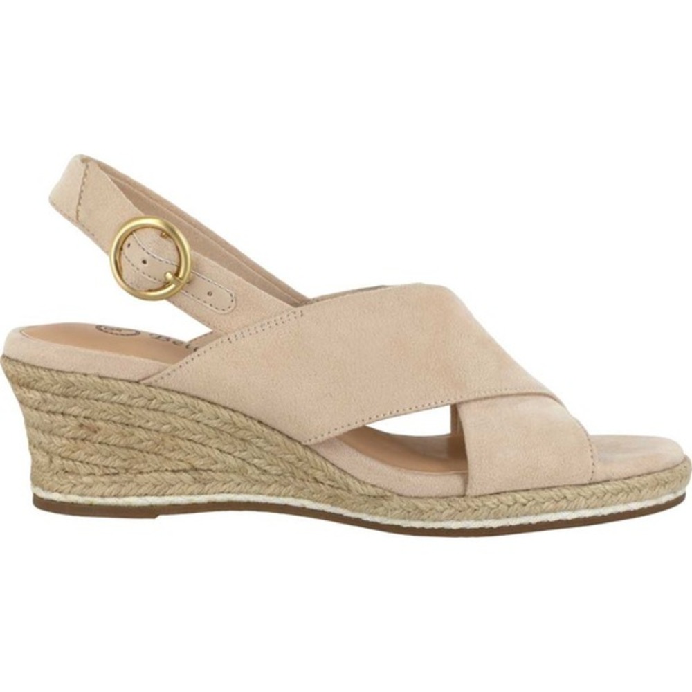 Bella Vita Blush Suede Espadrille Wedge Slingback Sandals